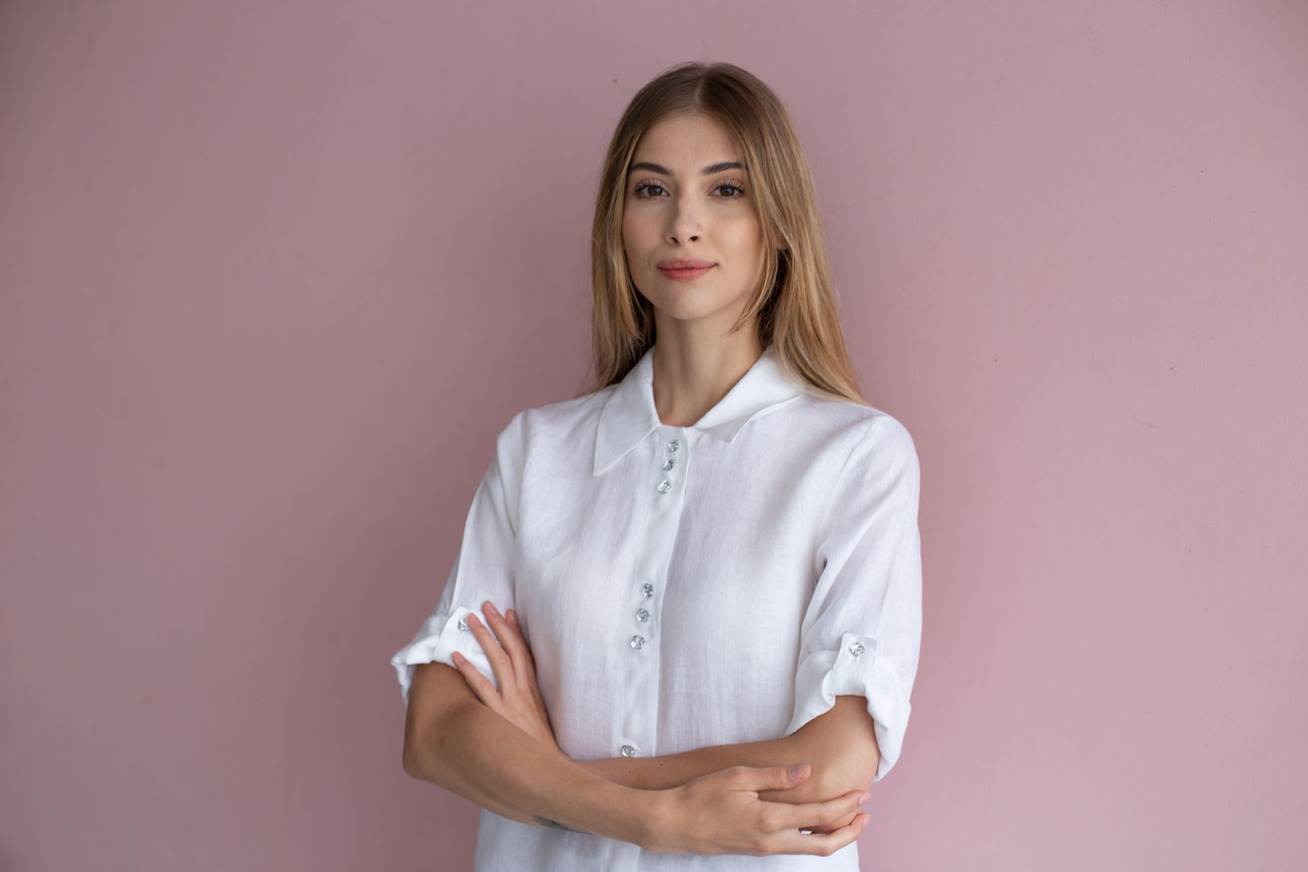 0319 - white shirt with crystal buttons