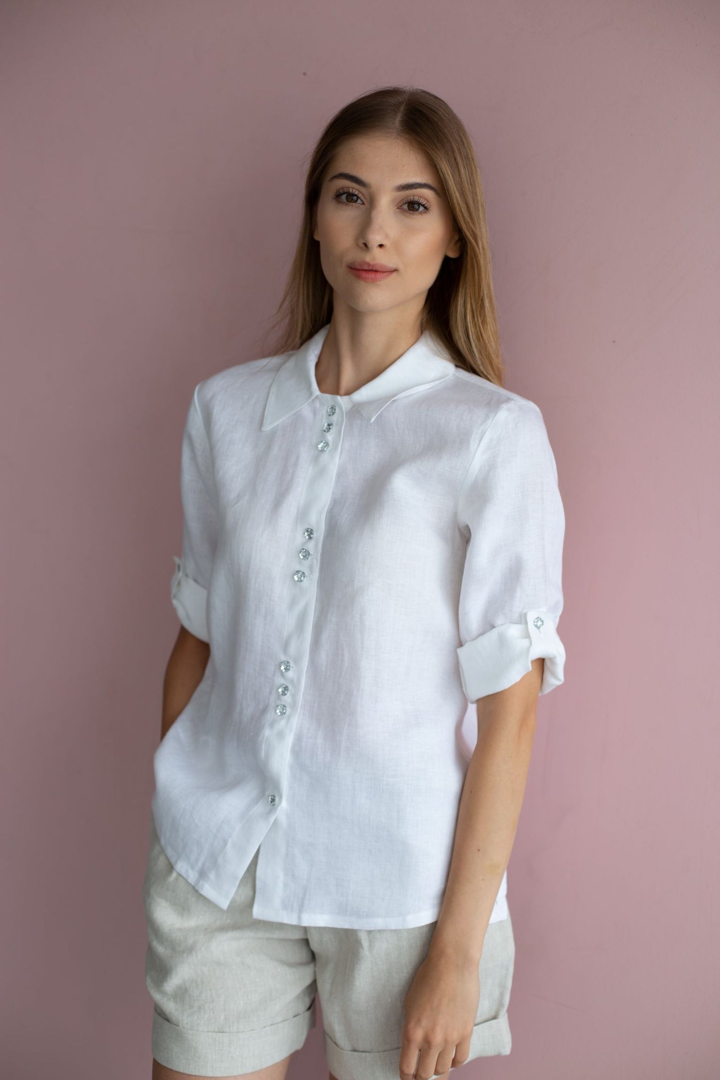 0319 - white shirt with crystal buttons