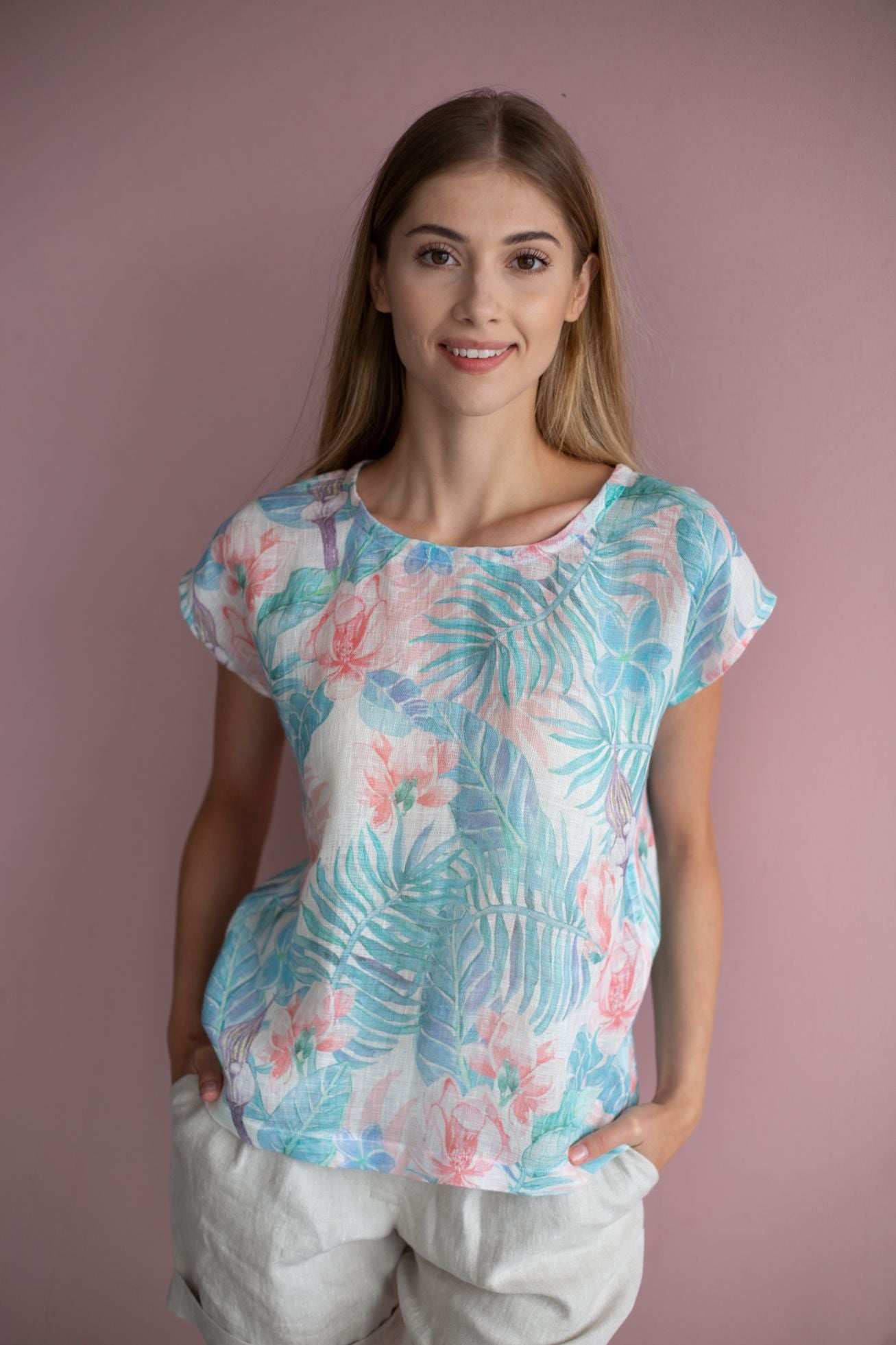 0336 - top with fern and flower theme