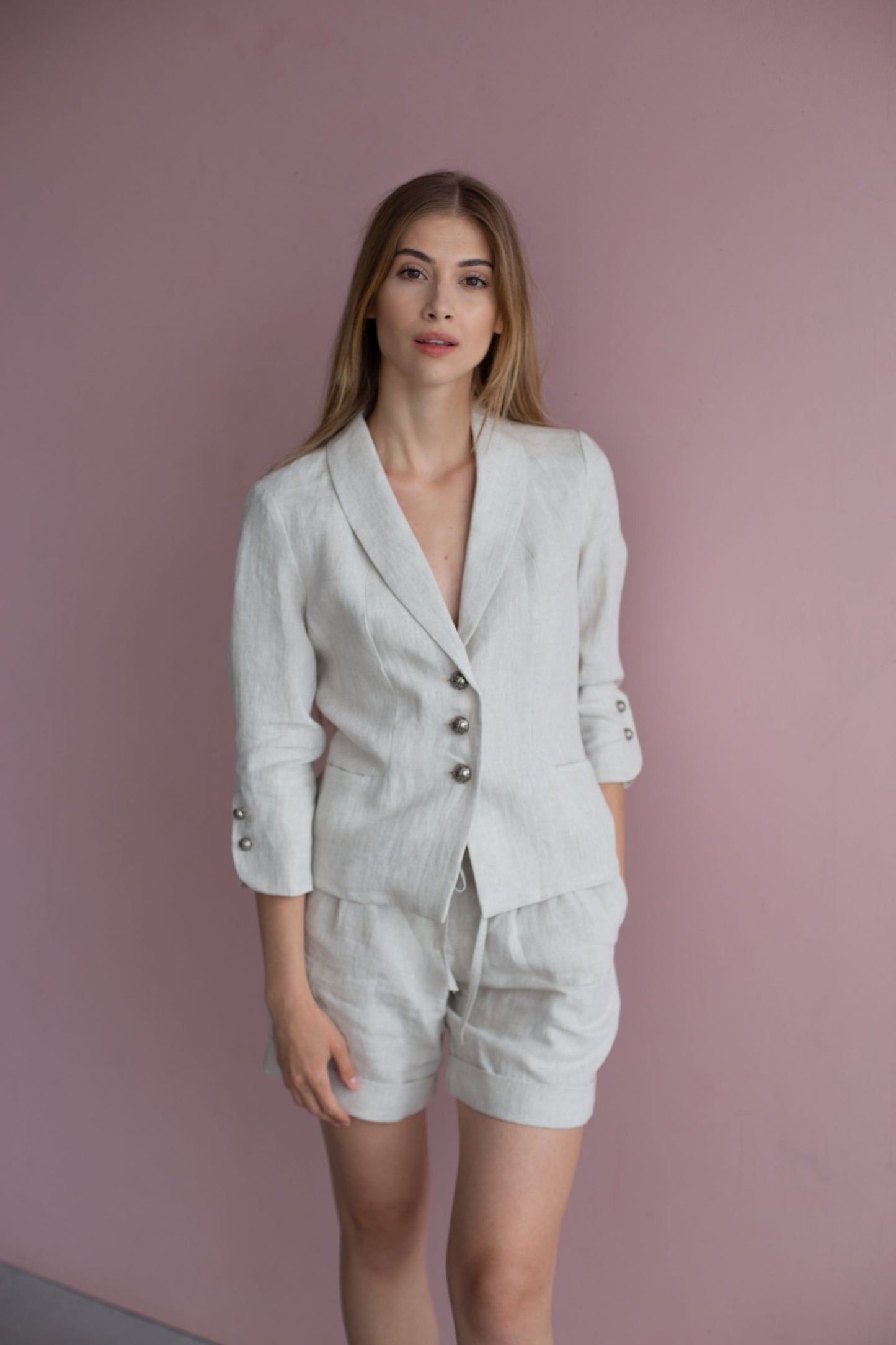 0513 - beige jacket with 3/4 sleeves